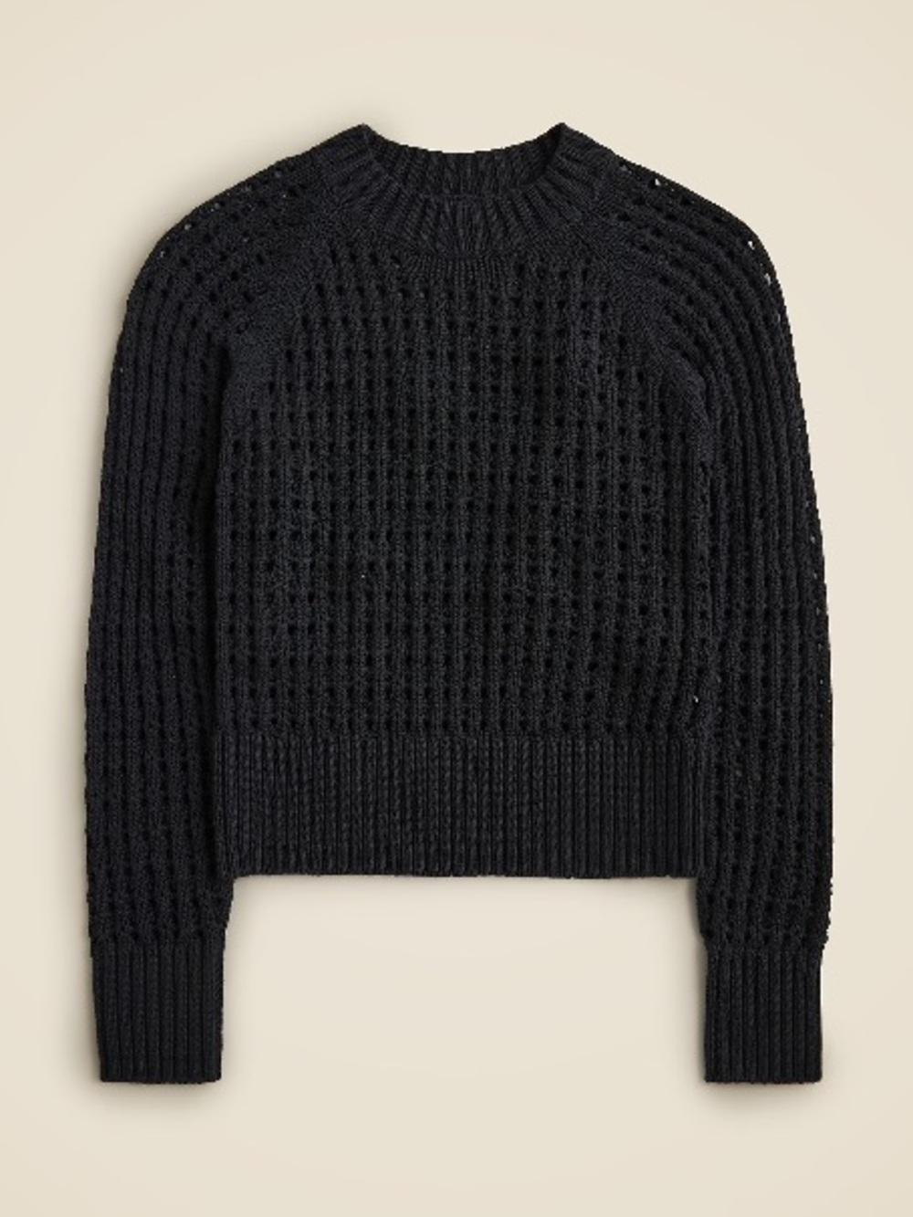 J. Crew Black Open-Weave Crewneck Sweater